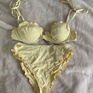 Dippin’ Daisy’s Yellow Ruffle Bikini Set